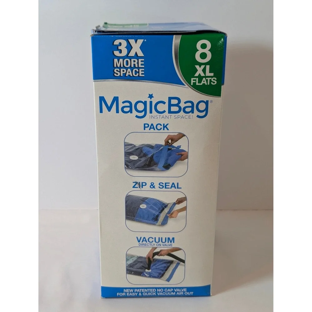 MagicBag Instant Space 8 Pack XL Flats Vacuum Storage Bags 3X More Space